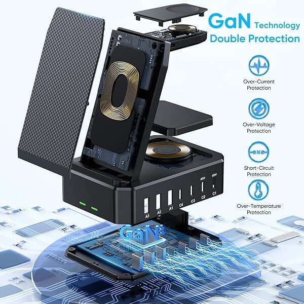 300W Charging Station for Multiple Devices Apple,10 in 1 Wireless Charger for iPhone,GaN III USB C 65W PD Fast Charging Stand Dock for MacBook,iWatch&Airpods (Wireless Charging Only for Apple) - Image 5