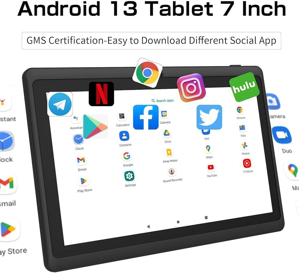 NEWISION 7 Inch Tablet with Case, Quad Core Android Tablets, 4GB RAM 32GB ROM 512GB Expand, 1024x600 IPS HD Display, 3500mAh,Dual Camera, USB C Tablet PC (Black) - Image 4