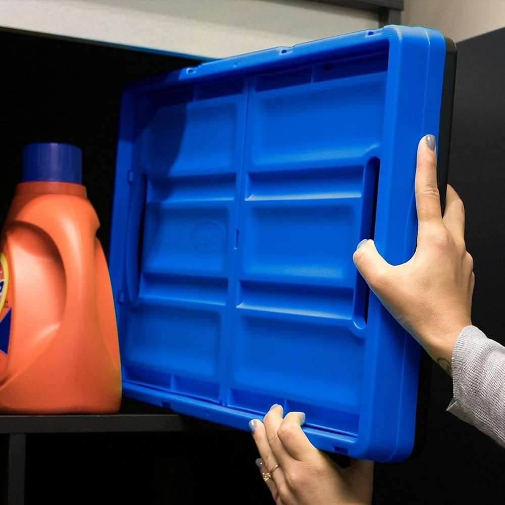 CleverMade Collapsible Storage Bins 46L (3-Pack) – Heavy Duty Collapsible Plastic Storage Bins, Stackable Folding Storage Bins for Car, Garage, Home Organization - Foldable Bins, Stone - Image 2