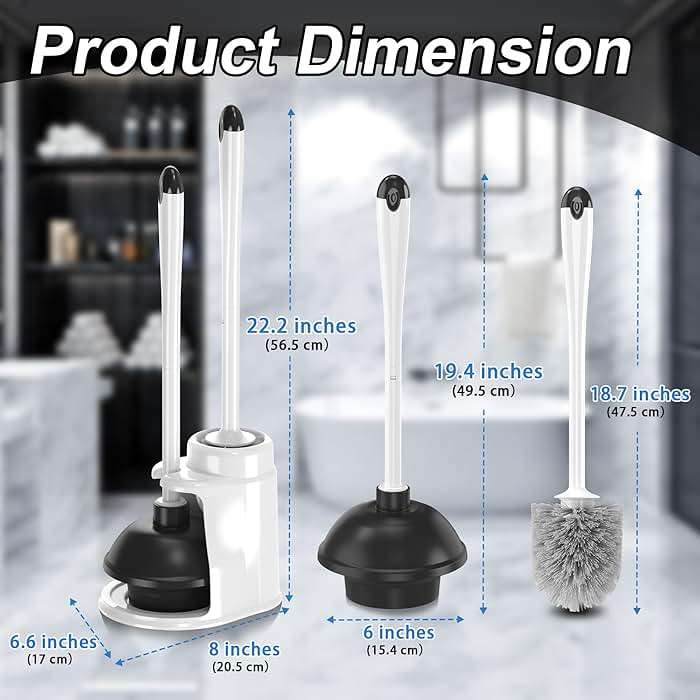 NEWE Toilet Brush and Plunger Set, 2 in 1 Toilet Plunger Heavy Duty, Toilet Brush and Holder with Hidden Tweezers, Toilet Bowl Brush for Bathroom Toilet - Image 2