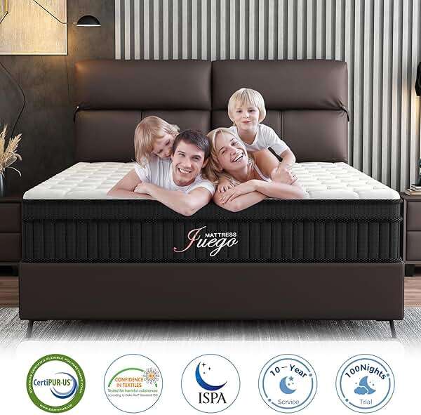 Juego Queen Mattress, 12 Inch Mixed Memory Foam Mattress. Bagged Spring, Zoned Pressure Relief, Medium Firm Feel, Motion Isolation, Deep Sleep, Certified Safe Foams and Fabric,Black - Image 6