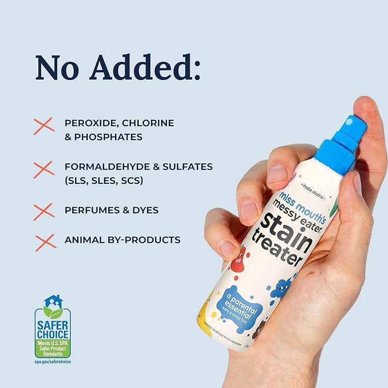Miss Mouth’s Messy Eater Stain Treater Refill Ready Kit - 2 Pack Stain Remover Spray and 16oz Refill Pouch - Newborn & Baby Essentials - Food, Grease, Coffee Off Laundry, Underwear, Fabric - Image 5