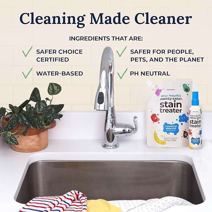 Miss Mouth’s Messy Eater Stain Treater Refill Ready Kit - 2 Pack Stain Remover Spray and 16oz Refill Pouch - Newborn & Baby Essentials - Food, Grease, Coffee Off Laundry, Underwear, Fabric - Image 6