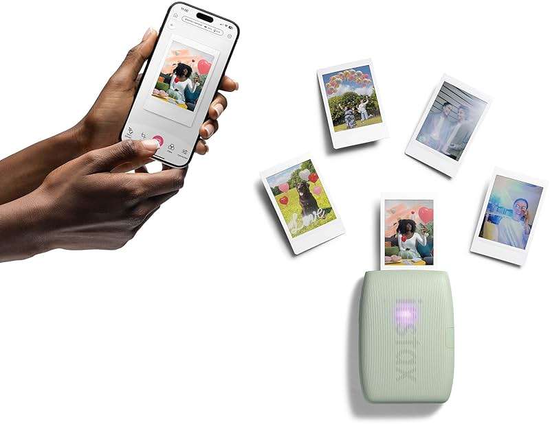 Bundle with Compatible Fuji Mini Link 3 Smartphone Printer Clay White + Fuji Film Value Pack 20 Sheets Accessories Bundle with Album + 5 Plastic Desk Frames + Paper & Sticker Frames (Sage Green) - Image 3
