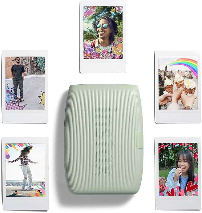 Bundle with Compatible Fuji Mini Link 3 Smartphone Printer Clay White + Fuji Film Value Pack 20 Sheets Accessories Bundle with Album + 5 Plastic Desk Frames + Paper & Sticker Frames (Sage Green) - Image 4