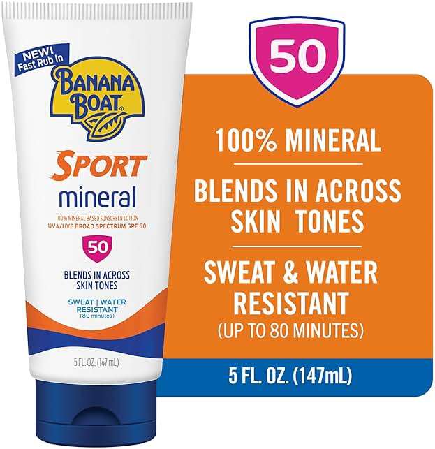 Banana Boat Sport Mineral Sunscreen SPF 50 Lotion, 5Fl Oz | Zinc Oxide Sunscreen Lotion, SPF 50 Sunblock, 5Fl Oz - Image 3
