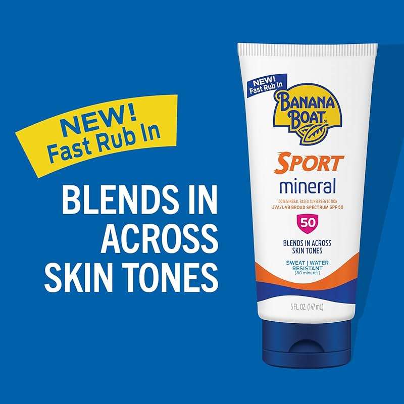 Banana Boat Sport Mineral Sunscreen SPF 50 Lotion, 5Fl Oz | Zinc Oxide Sunscreen Lotion, SPF 50 Sunblock, 5Fl Oz - Image 4