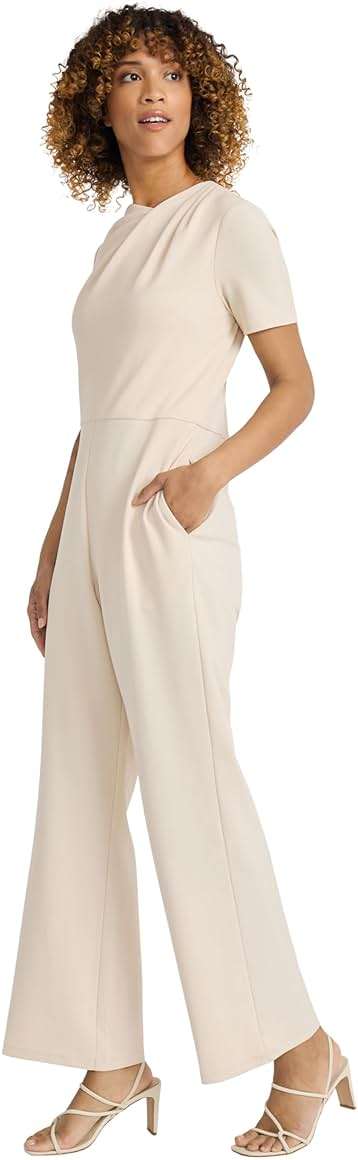 Maggy London Women's Women's Short Sleeve Wide-leg Jumpsuit - Asymmetrical Neckline - Fitted Waist - Elegant Occasion Jumpsuit - Image 2