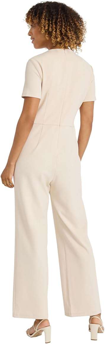 Maggy London Women's Women's Short Sleeve Wide-leg Jumpsuit - Asymmetrical Neckline - Fitted Waist - Elegant Occasion Jumpsuit - Image 3