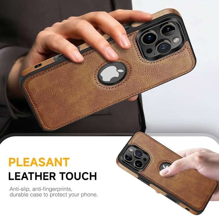 Razstorm Unique Design Luxury Leather Business Phone Case for iPhone 16 Pro Max Anti-Slip Scratch Resistant Ultra Slim Protective Case (2024,6.9”) (Brown) - Image 3