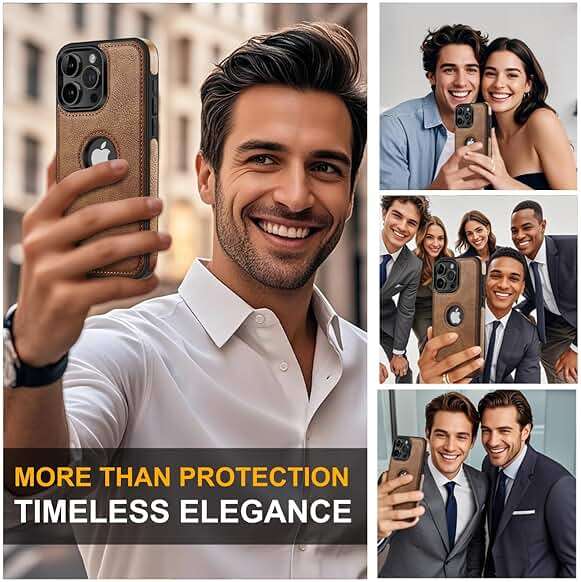 Razstorm Unique Design Luxury Leather Business Phone Case for iPhone 16 Pro Max Anti-Slip Scratch Resistant Ultra Slim Protective Case (2024,6.9”) (Brown) - Image 4