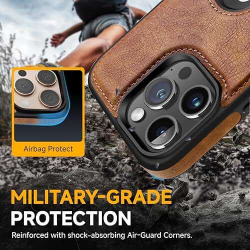 Razstorm Unique Design Luxury Leather Business Phone Case for iPhone 16 Pro Max Anti-Slip Scratch Resistant Ultra Slim Protective Case (2024,6.9”) (Brown) - Image 6