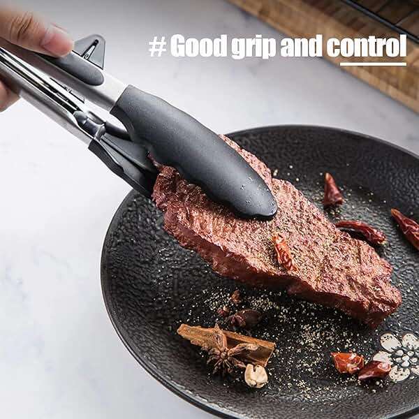 9" Kitchen Tongs, 3Pcs Tongs for Cooking with Silicone Tips, Food Grade Small Silicone Tong, Mini Serving Tong for BBQ Salad(Black,Grey, White) - Image 8