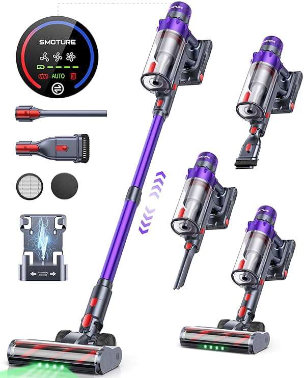 Cordless Vacuum Cleaner, 600W 50KPA 65 Mins Runtime Vacuum Cleaners for Home, Stick Vacuum with Self-Standing, Wall Mount Charging and Intelligent Auto Mode, Handheld Vacuum for Pet Hair/Carpet/Floor - Image 1