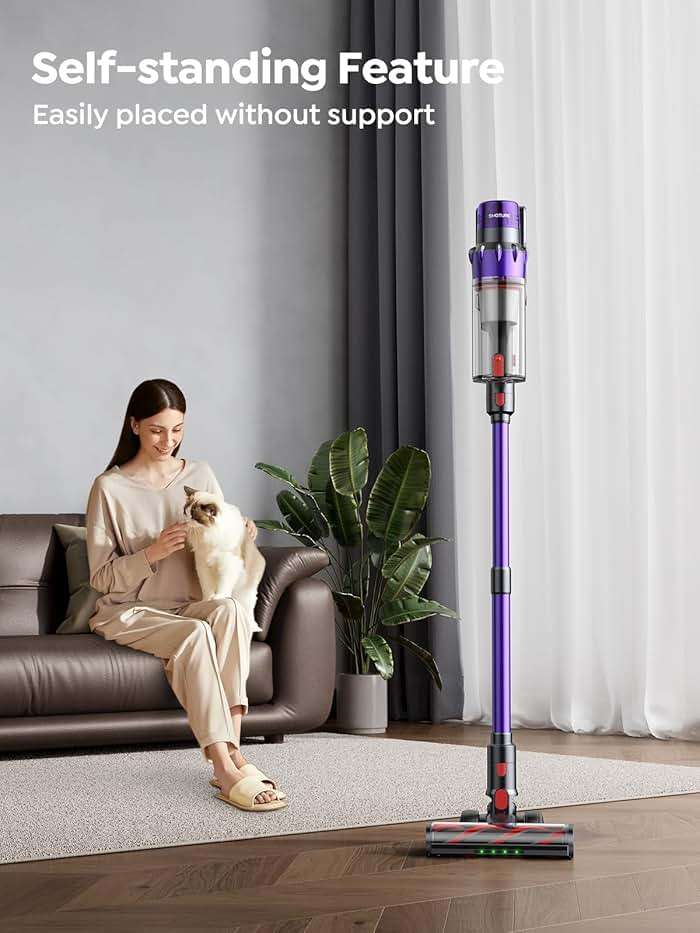 Cordless Vacuum Cleaner, 600W 50KPA 65 Mins Runtime Vacuum Cleaners for Home, Stick Vacuum with Self-Standing, Wall Mount Charging and Intelligent Auto Mode, Handheld Vacuum for Pet Hair/Carpet/Floor - Image 5