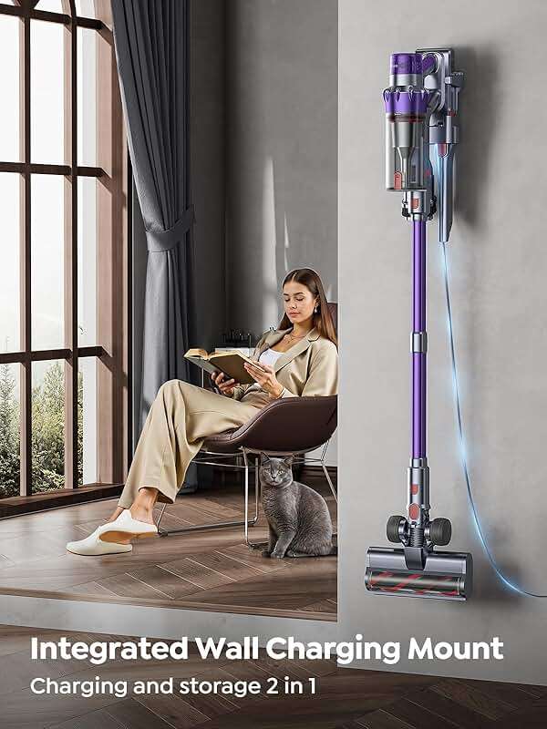 Cordless Vacuum Cleaner, 600W 50KPA 65 Mins Runtime Vacuum Cleaners for Home, Stick Vacuum with Self-Standing, Wall Mount Charging and Intelligent Auto Mode, Handheld Vacuum for Pet Hair/Carpet/Floor - Image 7
