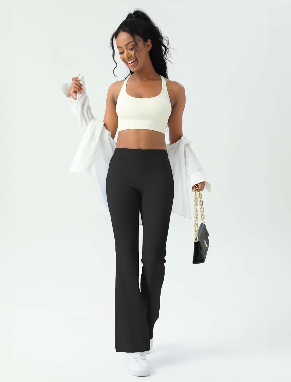 AB-Eleven Women's Yoga Pants Bootcut Flare Leggings Flared Bell Bottom Leggings High Waisted Workout Pants Tummy Control - Image 3