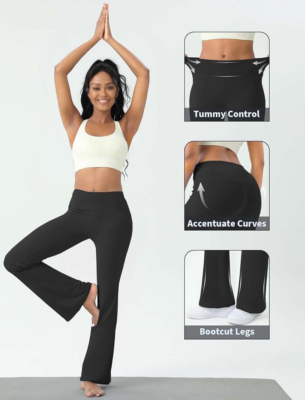 AB-Eleven Women's Yoga Pants Bootcut Flare Leggings Flared Bell Bottom Leggings High Waisted Workout Pants Tummy Control - Image 5