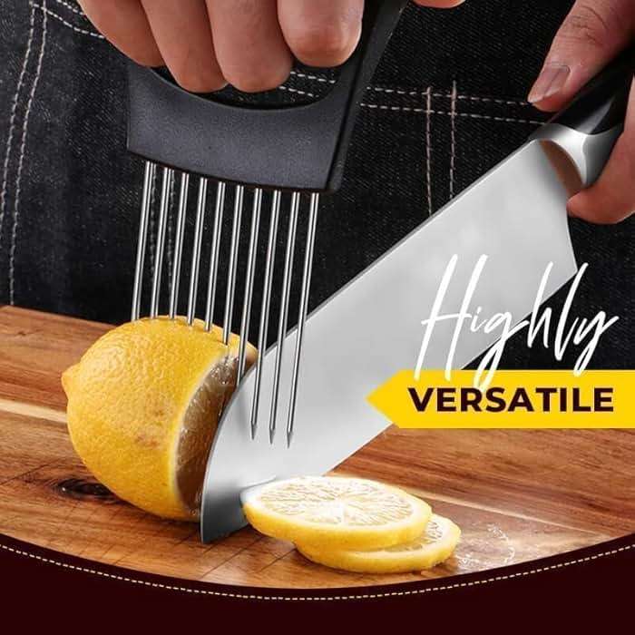Onion Slicer, Stainless Steel Onion Holder for Slicing with Protective Case, Onion Cutter Tool for Meat Lemon Potato Tomato Avocado Egg Kitchen Slicing Assistant Tool (1 PCS) - Image 4