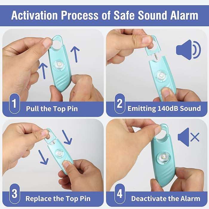 Safe Sound Personal Alarm, 2 Pack 140db Siren, Strobe Light Key Chain, Safety Devices for Women, Men, Children, Elderly - Image 5