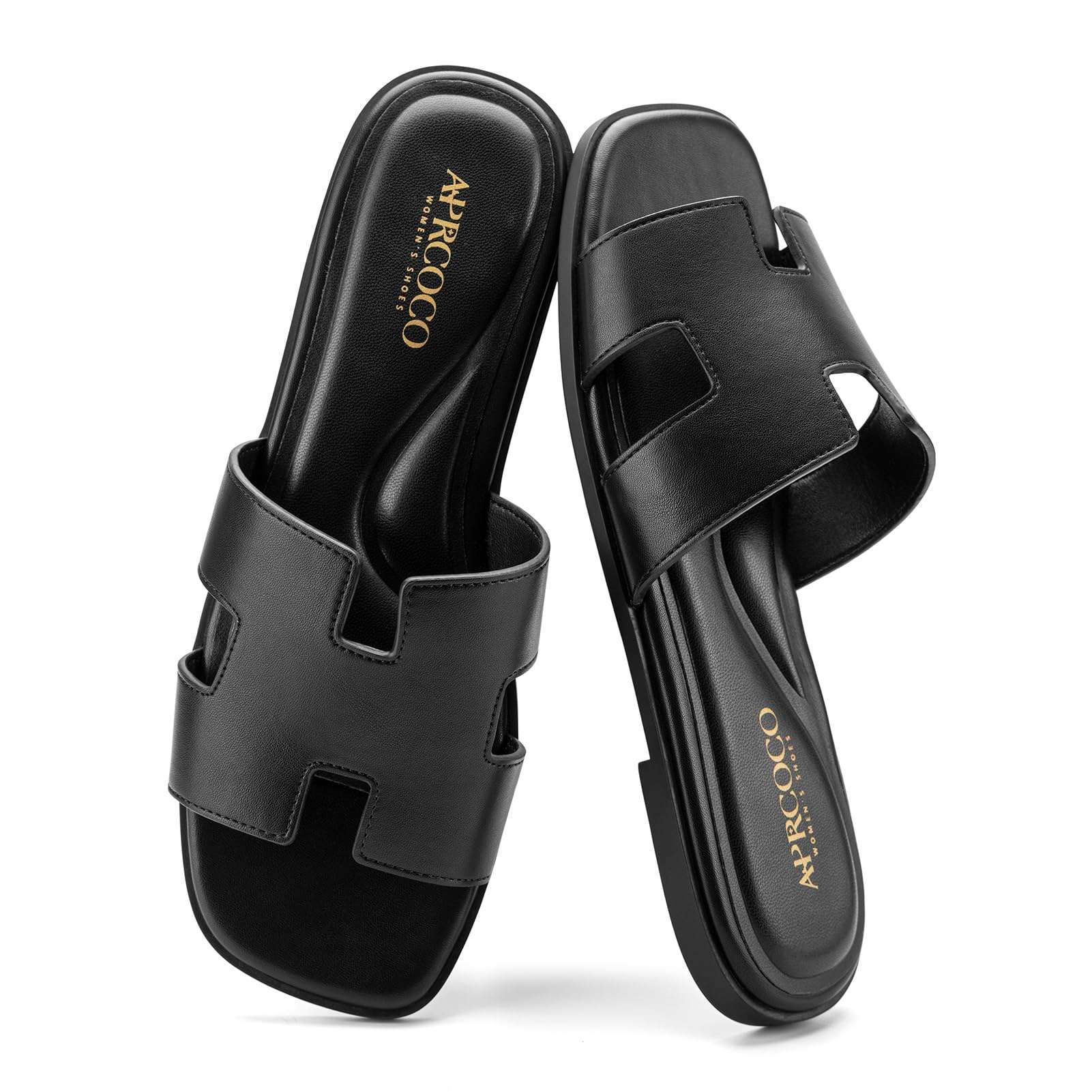 AprCoco Women's Flat Sandals Dressy Classic H-Band Flats Sandals Summer Beach Vacations Slide Sandals - Image 1