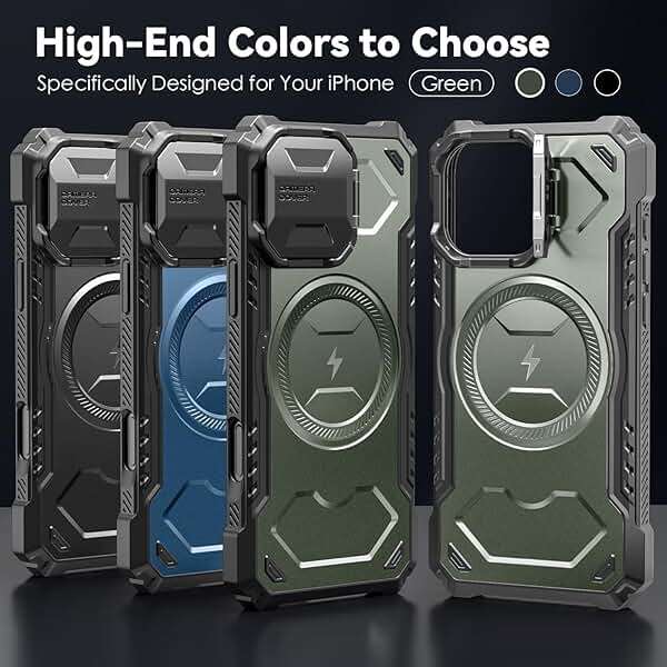 ALAFLY for iPhone 16 Pro Max Case with Camera Cover Kickstand, Heavy Duty, Military Grade Protection, Build-in Magnet Compatible with MagSafe, Shockproof Protective Case, Green - Image 7
