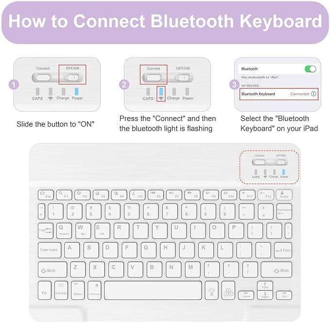Soke for iPad (A16) 11th/10th Generation Case with Keyboard(2025/2022)-7 Color Backlight Wireless Detachable Folio Keyboard Cover with Built-in Pencil Holder for iPad 11/10.9 inch, Violet Marble - Image 8