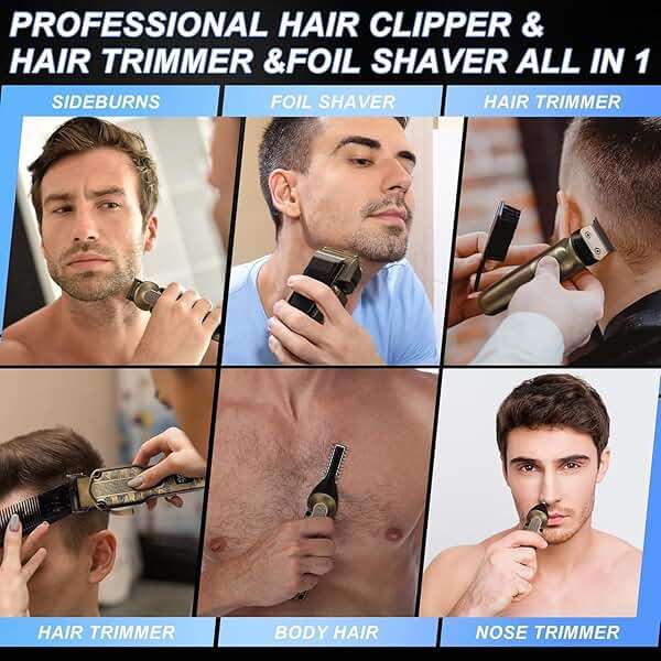 Scttomon Beard Trimmer Kit Hair Clipper Set Professional Electric Foil Shaver Razor for Men Haircutting Machine for Barber Clippers and Trimmers Grooming Kit Nose Body Hair Trimmer - Image 7