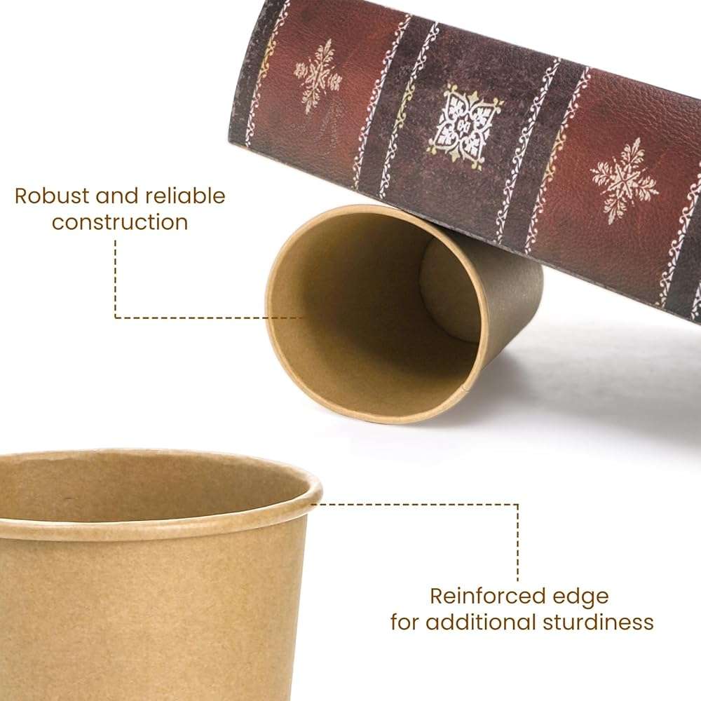 Nagpew 180 Pack 16 Oz Paper Coffee Cups, Kraft Disposable Brown Paper Cups, Unbleached Leak-proof Hot Drink Cup Water Beverage Juice Drinking Container for Home, Party, Office, Cafe - Image 4