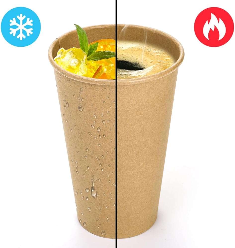 Nagpew 180 Pack 16 Oz Paper Coffee Cups, Kraft Disposable Brown Paper Cups, Unbleached Leak-proof Hot Drink Cup Water Beverage Juice Drinking Container for Home, Party, Office, Cafe - Image 5
