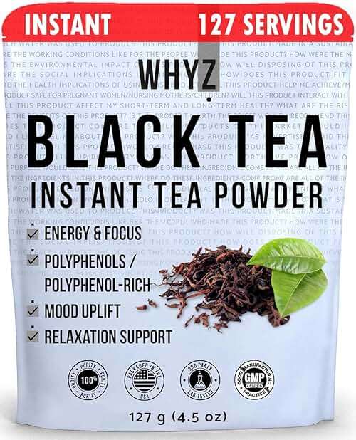 Instant Black Tea Extract Powder, Unsweetened Iced Tea Extract from Real Black Tea Leaves for Hot or Cold Drinks, Instant Tea Mix for Beverages, Smooth Mixing, Zero Additives, Non-GMO, 127g , 254 Servings - Image 1