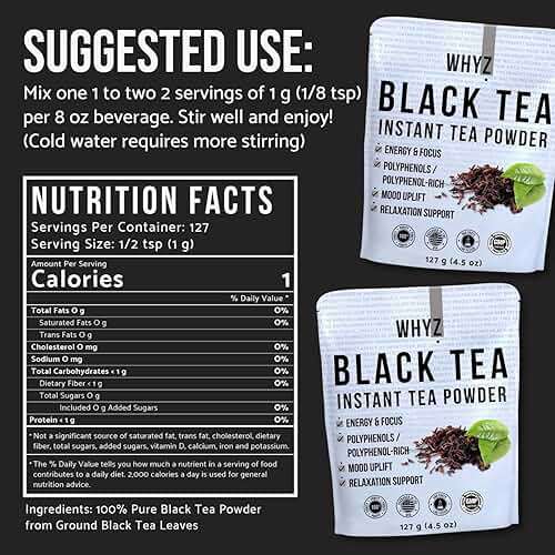 Instant Black Tea Extract Powder, Unsweetened Iced Tea Extract from Real Black Tea Leaves for Hot or Cold Drinks, Instant Tea Mix for Beverages, Smooth Mixing, Zero Additives, Non-GMO, 127g , 254 Servings - Image 2
