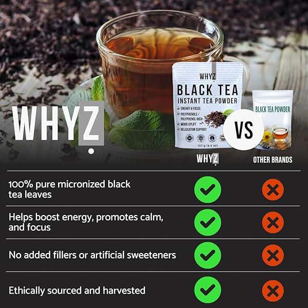 Instant Black Tea Extract Powder, Unsweetened Iced Tea Extract from Real Black Tea Leaves for Hot or Cold Drinks, Instant Tea Mix for Beverages, Smooth Mixing, Zero Additives, Non-GMO, 127g , 254 Servings - Image 3