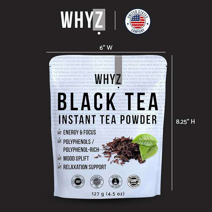 Instant Black Tea Extract Powder, Unsweetened Iced Tea Extract from Real Black Tea Leaves for Hot or Cold Drinks, Instant Tea Mix for Beverages, Smooth Mixing, Zero Additives, Non-GMO, 127g , 254 Servings - Image 7