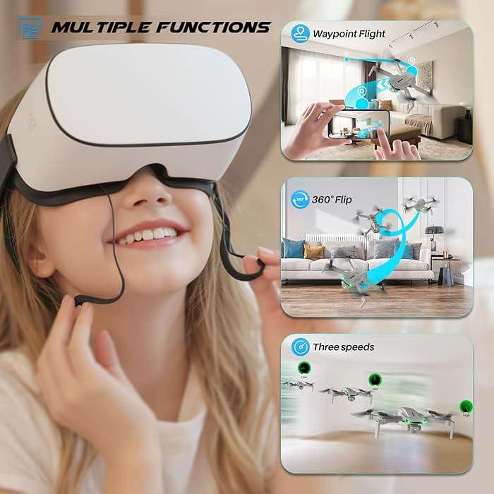 SIMREX Drone With Camera for Kids Beginner & Adults – Foldable RC Quadcopter with Altitude Hold, Optical Flow Positioning , Indoor Mini Drone with One Key Start, Headless Mode, 3D Flip, Gift for Boys & Girls & Teenagers - Image 5