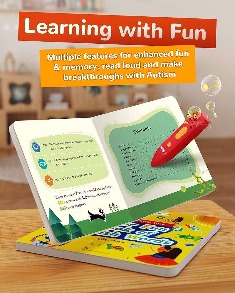 KOKODI Talking Pen Books Sets, Interactive Audio Sound Books Kids Learning Electronic Toys for Boys Girls, Autism Sensory Games, Early Educational Gifts Birthday Gifts for Toddlers Kids Age 2 3 4 5 - Image 4
