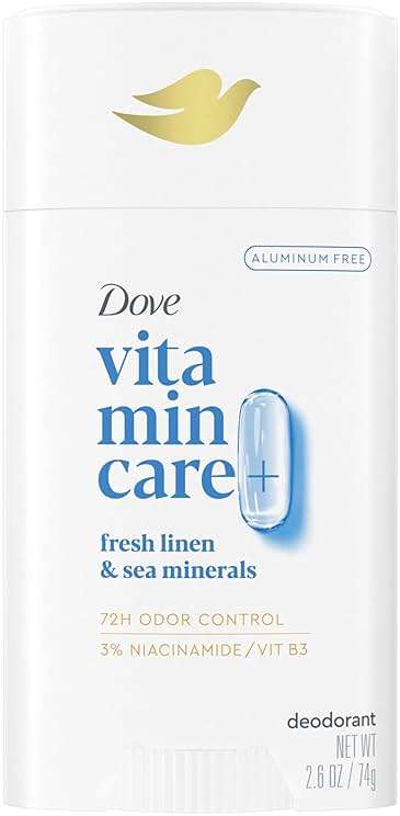 Dove VitaminCare+ Deodorant Stick Fresh Linen & Sea Mineral Aluminum Free 2.6 oz - Image 1