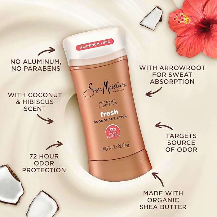 SheaMoisture Deodorant Stick 72h Odor Control Coconut & Hibiscus Fresh Aluminum Free 2.6 oz - Image 5