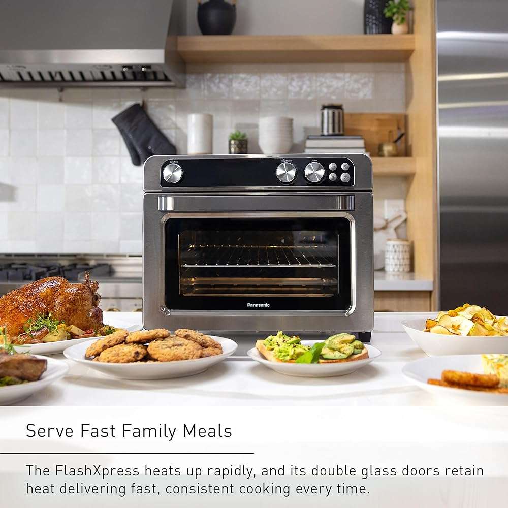 Panasonic FlashXpress Family Size Air Fryer Toaster Oven Combo, 11 Cooking Functions, 1800W PFAS-Free Interior, Double Infrared Heating, Temperature Control Dial, Stainless Steel - NB-G211P - Image 2