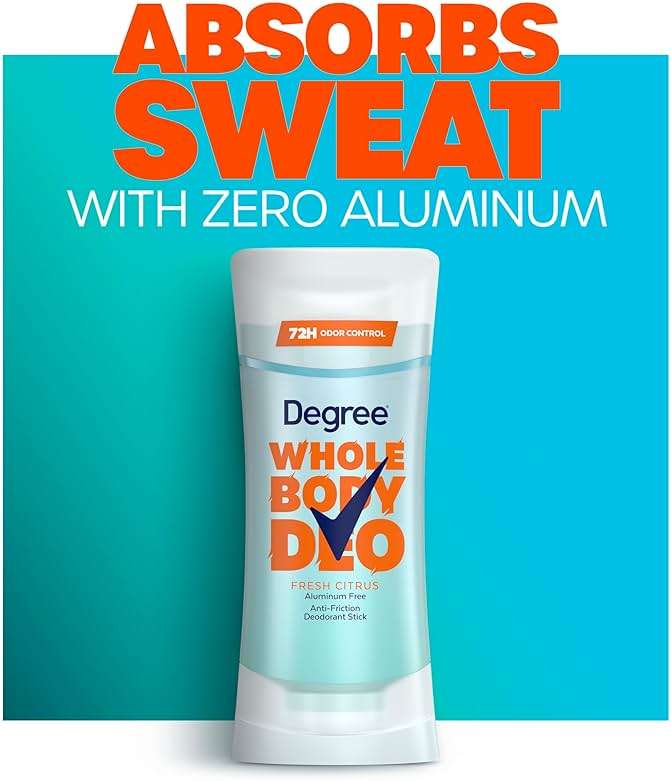 Degree Women Whole Body Deodorant Stick, Fresh Citrus Scent, Glides on Clear + Absorbs Sweat, Aluminum Free 72H Odor Protection 2.6 oz - Image 6