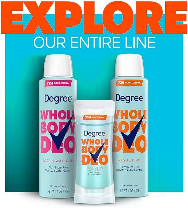 Degree Women Whole Body Deodorant Stick, Fresh Citrus Scent, Glides on Clear + Absorbs Sweat, Aluminum Free 72H Odor Protection 2.6 oz - Image 9