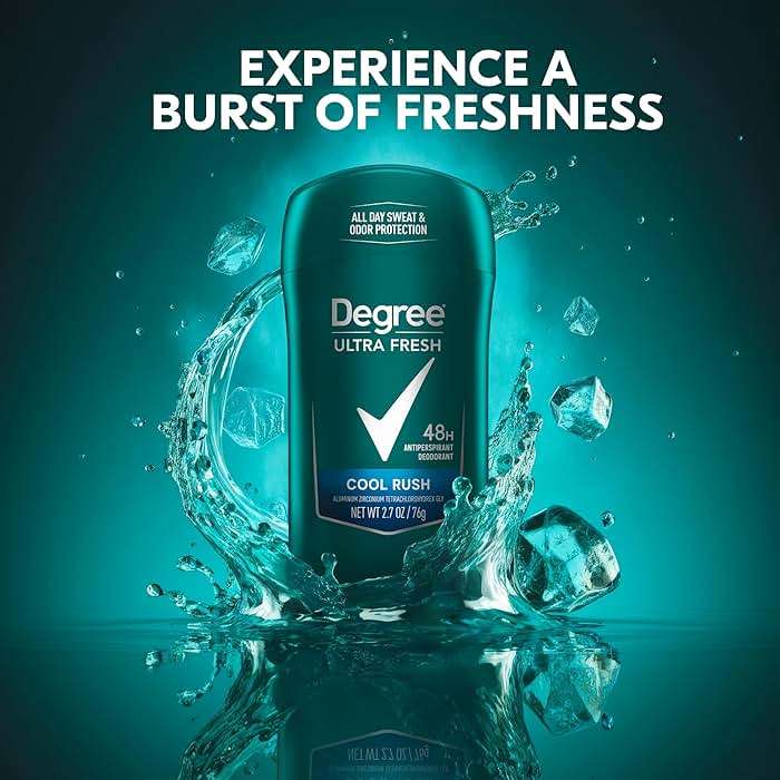 Degree Men Ultra Fresh Antiperspirant Deodorant Stick for Men 4 Pack Cool Rush 2.7 oz - Image 4