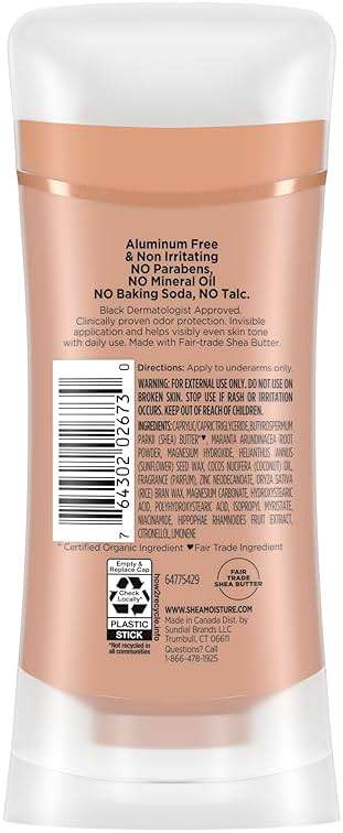 SheaMoisture Deodorant Stick for 72h Odor Control Fresh Aluminum Free 2.6 oz - Image 2