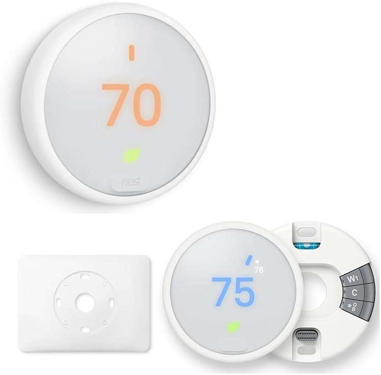 Google Nest Thermostat - Programmable Smart Learning Thermostat with Easy Installation and Trim Kit Bundle, White - Image 1