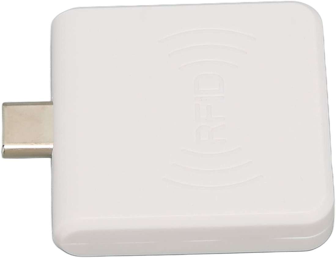 Cosiki Square Card Reader, Credit Card Reader ID Mobile Phone Card Reader Type C Interface 125Khz Portable Smart Card Reader (White) - Image 1