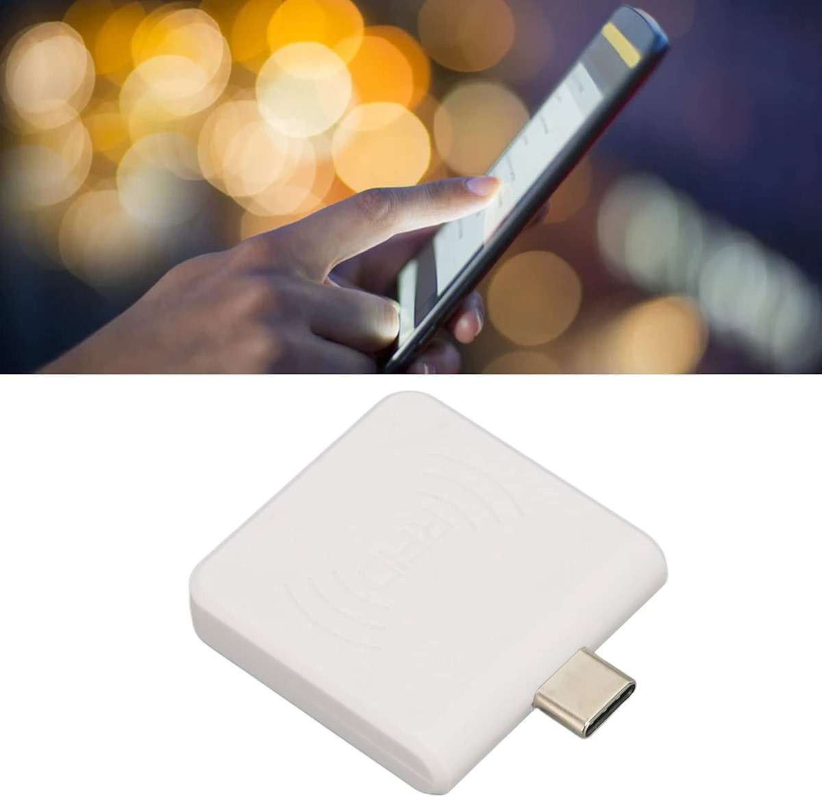 Cosiki Square Card Reader, Credit Card Reader ID Mobile Phone Card Reader Type C Interface 125Khz Portable Smart Card Reader (White) - Image 7