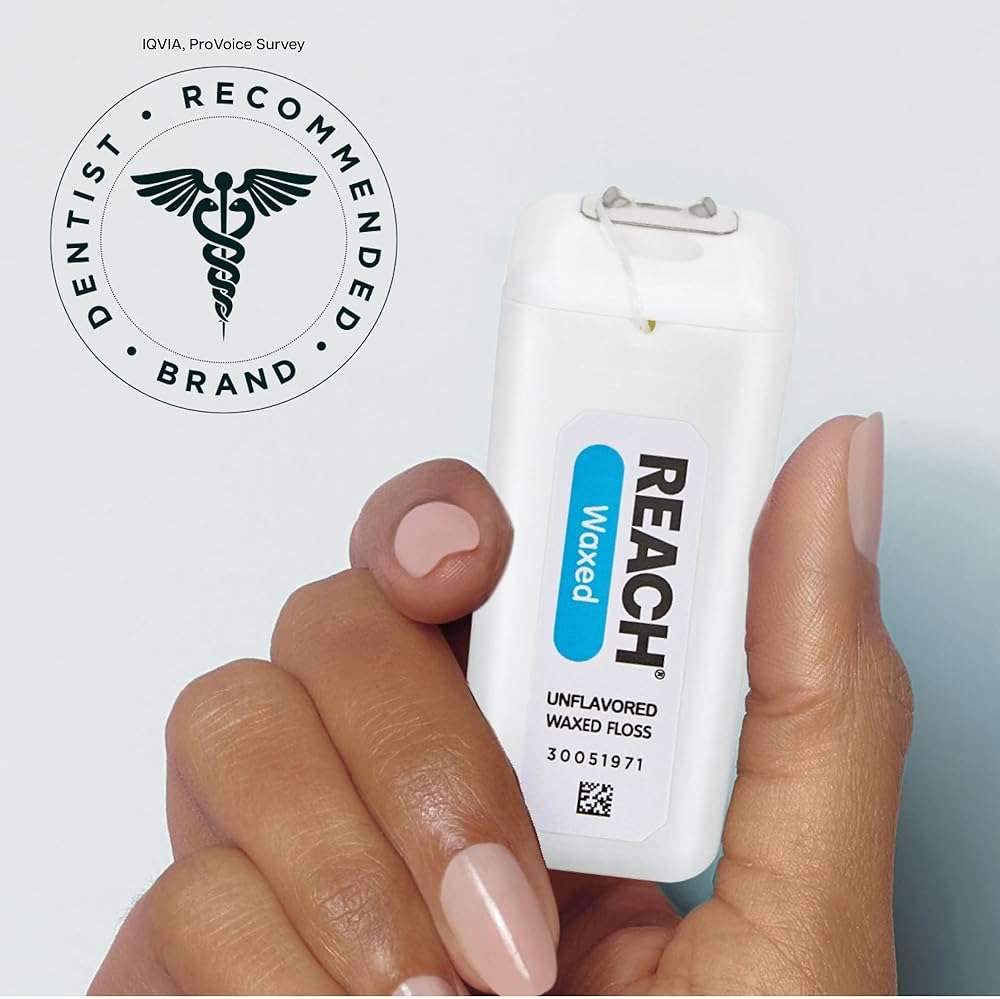 REACH Waxed Dental Floss, Unflavored, 3.6X More Value, Plaque Remover for Teeth, Shred Resistant, Floss Slides Smoothly, Easy to Use, Waxed, Oral Care, PFAS Free, for Adults & Kids, 2 Pack, 200 yd - Image 6