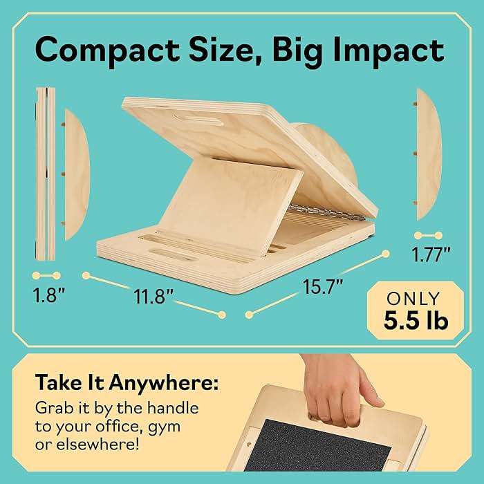 Slant Board with 6 Incline Angles - Transforms Into a Balance Board - Premium Calf Stretcher and Wobble Board for Effective Calf Stretching and Squats - Image 7