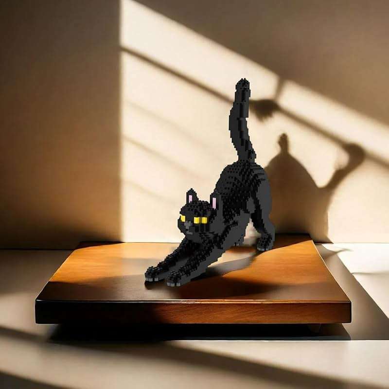 Larcele Cat Micro Building Blocks Animal Set, DIY Mini 3D Building Toy Bricks Kit,999 Pieces KLJM-05 (Black Cat) - Image 2