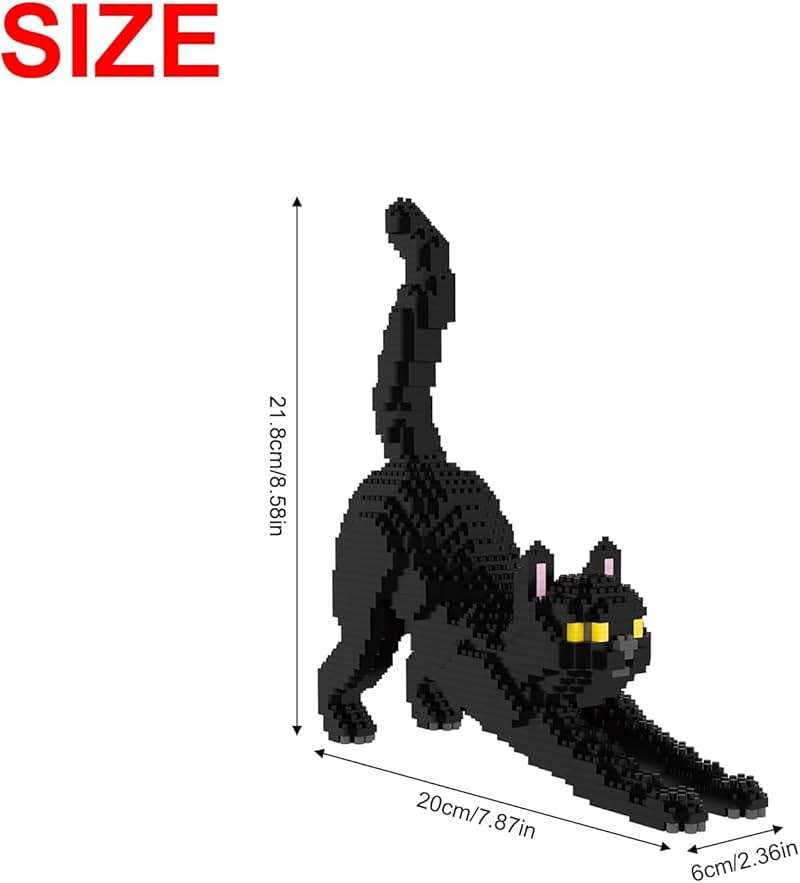 Larcele Cat Micro Building Blocks Animal Set, DIY Mini 3D Building Toy Bricks Kit,999 Pieces KLJM-05 (Black Cat) - Image 3